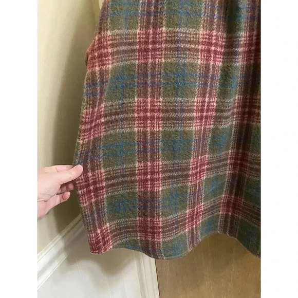 Vintage Oantana Olive Maroon Plaid Wool Blend Shacket Button-up Jacket Size L - Picture 10 of 11
